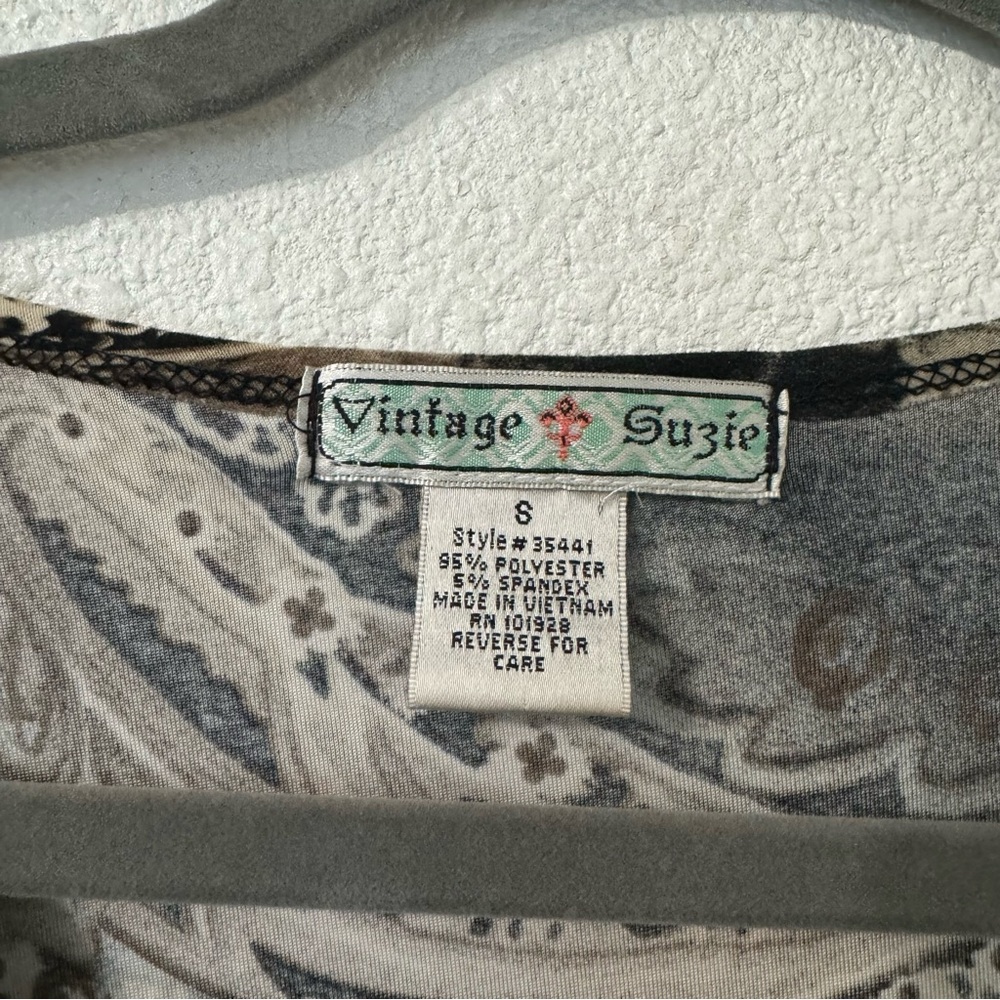 Vintage Suzie Y2K Fairy Grunge Paisley Long Sleeve Asymmetrical Top Size 8 - Picture 2 of 4